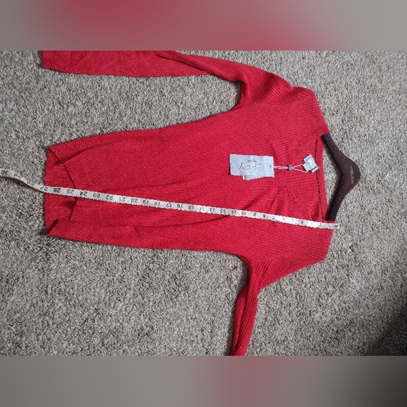 NWT Grey Jason Wu Womens Wool Ribbed V-neck Sweater Large Red Luxury Money H - Picture 9 of 9
